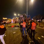 זירת התאונה הלילה בכביש 6. צילום: דוברות איחוד הצלה