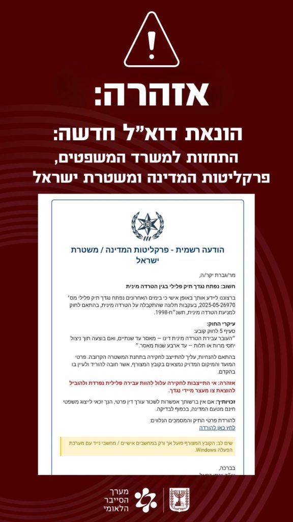 הודעות דוא"ל מזויפות שמתחזות למשרדי ממשלה
