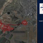 מפה המציגה את האירועים במהלך הקרב בקיבוץ מפלסים, ׳חץ שחור׳ וצומת שער הנגב